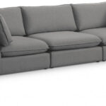 Mackenzie 120" Linen Textured Fabric Upholstered 3pc. Modular Sofa
