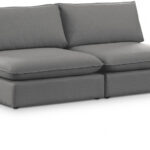 Mackenzie 80" Linen Textured Fabric Upholstered 2pc. Armless Modular Loveseat