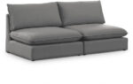 Mackenzie 80" Linen Textured Fabric Upholstered 2pc. Armless Modular Loveseat