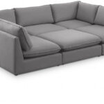 Mackenzie 120" Linen Textured Fabric Upholstered 6pc. Modular Sectional