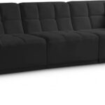 Relax 98" Velvet Upholstered 3pc. Modular Sofa