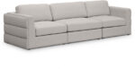 Beckham 114" Linen Textured Fabric Upholstered 3pc. Modular Sofa - Image 2