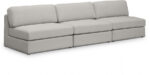 Beckham 114" Linen Textured Fabric Upholstered 3pc. Armless Modular Sofa - Image 2