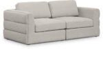 Beckham 76" Linen Textured Fabric Upholstered 2pc. Modular Loveseat - Image 2