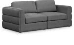 Beckham 76" Linen Textured Fabric Upholstered 2pc. Modular Loveseat