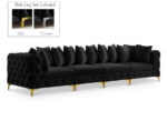 Tremblay 139" Velvet Upholstered 4pc. Modular Sofa