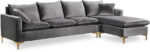 Naomi 110" Velvet Upholstered Reversible Sectional - Image 2