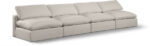 Comfy 156" Linen Textured Fabric Upholstered 4pc. Armless Modular Sofa - Image 4