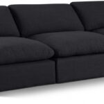 Comfy 117" Linen Textured Fabric Upholstered 3pc. Armless Modular Sofa