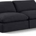 Comfy 78" Linen Textured Fabric Upholstered 2pc. Armless Modular Loveseat