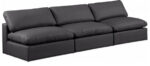 Comfy 117" Vegan Leather Upholstered 3pc. Armless Modular Sofa