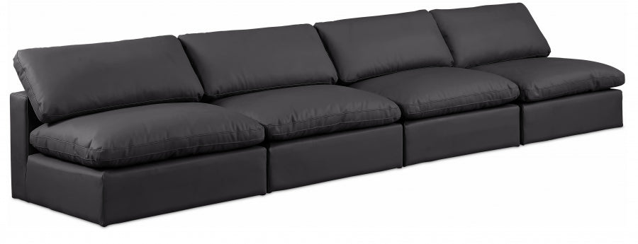 24130.jpg Comfy 156" Vegan Leather Upholstered 4pc. Armless Modular Sofa - Image 1