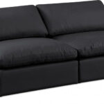 Comfy 78" Vegan Leather Upholstered 2pc. Armless Modular Loveseat