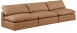 Comfy 117" Vegan Leather Upholstered 3pc. Armless Modular Sofa - Image 2