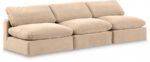 Comfy 117" Velvet Upholstered 3pc. Armless Modular Sofa - Image 4