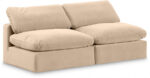 Comfy 78" Velvet Upholstered 2pc. Armless Modular Loveseat - Image 4
