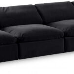 Comfy 156" Velvet Upholstered 4pc. Armless Modular Sofa