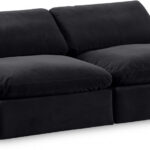 Comfy 78" Velvet Upholstered 2pc. Armless Modular Loveseat