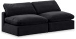 Comfy 78" Velvet Upholstered 2pc. Armless Modular Loveseat