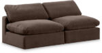 Comfy 78" Velvet Upholstered 2pc. Armless Modular Loveseat - Image 6
