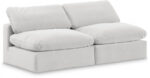 Comfy 78" Velvet Upholstered 2pc. Armless Modular Loveseat - Image 5