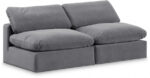 Comfy 78" Velvet Upholstered 2pc. Armless Modular Loveseat - Image 2