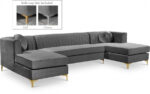 Graham 132" Velvet Upholstered 3pc. Sectional