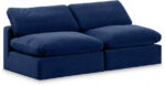 Comfy 78" Velvet Upholstered 2pc. Armless Modular Loveseat - Image 3