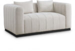 Lucia 67" Linen Textured Fabric Upholstered Loveseat - Image 3