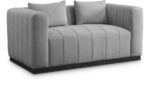 Lucia 67" Linen Textured Fabric Upholstered Loveseat - Image 2