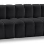 Arc 89.5" Vegan Leather Upholstered 3pc. Modular Sectional
