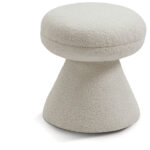 Drum Faux Shearling Teddy Fabric Upholstered Ottoman - Image 2
