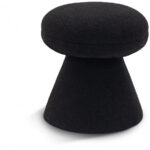 Drum Faux Shearling Teddy Fabric Upholstered Ottoman