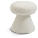 Drum Faux Shearling Teddy Fabric Upholstered Ottoman - Image 4