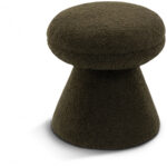 Drum Faux Shearling Teddy Fabric Upholstered Ottoman - Image 3