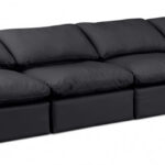 Indulge 140" Vegan Leather Upholstered 4pc. Armless Modular Sofa