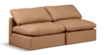 Indulge 70" Vegan Leather Upholstered 2pc. Armless Modular Loveseat - Image 2