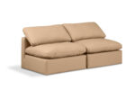 Indulge 70" Vegan Leather Upholstered 2pc. Armless Modular Loveseat - Image 5