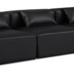 Cube 108" Vegan Leather Upholstered 3pc. Armless Modular Sofa