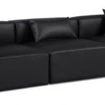 Cube 108" Vegan Leather Upholstered 3pc. Modular Sofa