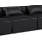 Cube 144" Vegan Leather Upholstered 4pc. Armless Modular Sofa