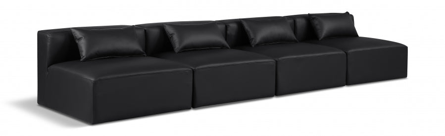 38359.jpg Cube 144" Vegan Leather Upholstered 4pc. Armless Modular Sofa - Image 1