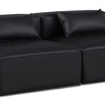 Cube 72" Vegan Leather Upholstered 2pc. Armless Modular Loveseat