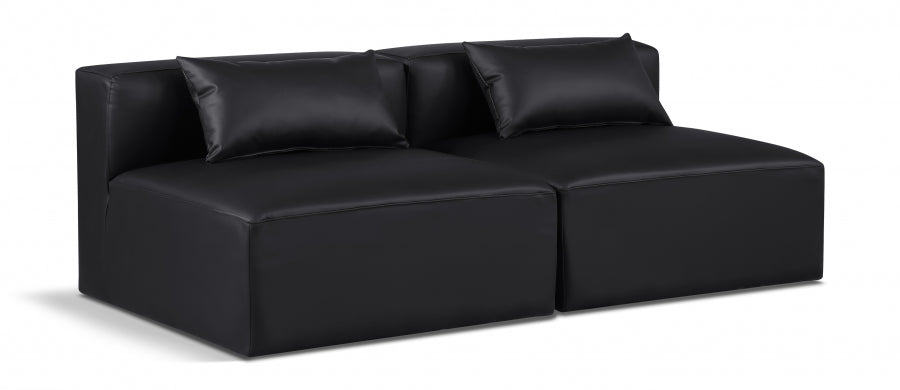 38361.jpg Cube 72" Vegan Leather Upholstered 2pc. Armless Modular Loveseat - Image 1