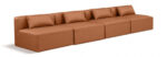Cube 144" Vegan Leather Upholstered 4pc. Armless Modular Sofa - Image 5