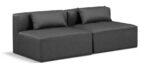 Cube 72" Vegan Leather Upholstered 2pc. Armless Modular Loveseat - Image 2