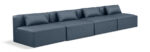 Cube 144" Vegan Leather Upholstered 4pc. Armless Modular Sofa - Image 3