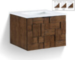 Leonardo 24" White Engineered Stone And Solid Wood Wall Mounted Bathroom Vanity - Image 2