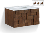 Leonardo 30" White Engineered Stone And Solid Wood Wall Mounted Bathroom Vanity - Image 2