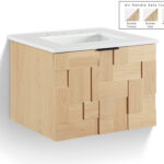 Leonardo 24" White Engineered Stone And Solid Wood Wall Mounted Bathroom Vanity